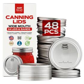 Forjars 850031492127 Wide Mouth Canning Lids And Rings 48 Pcs / 24 Sets - Silver Or Gray