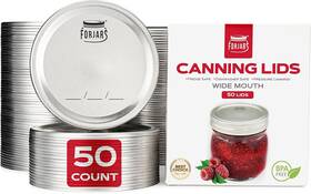 Forjars 860002519562 Wide Mouth Canning Lids 50-pack Create Airtight Seals On Mason Jars Silver