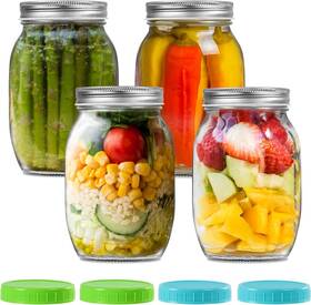 Foukus 600358292517 32 Oz Wide Mouth Mason Jars With Metal Lids And Plastic 4 Pack 4pack Foukus 600358292517 32 Oz Wide Mouth Mason Jars With Metal Lids And Plastic 4 Pack 4pack