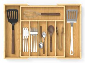 Wk-100-027-004 Foverone Bamboo Kitchen Drawer Organizer 13 Inch To 23 Expandable Utensils And
