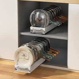 Eppr-2pc-wht Fovkdcvw Pots And Pans Organizer Under Cabinet With Drain Board Pull-out Expandable P