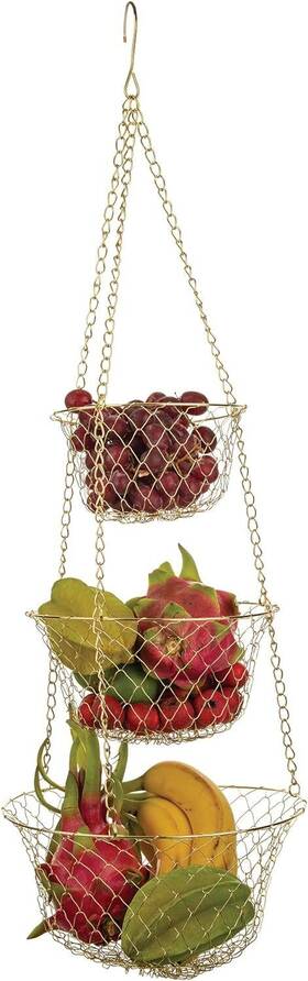 48779 Fox Run Gold 3-tier Kitchen Hanging Fruit Basket 32-inches