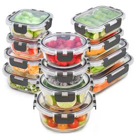 Fr-g12 Freshware Glass Storage Containers With Lids 24 Pieces Food C Fr-g12 Freshware Glass Storage Containers With Lids 24 Pieces Food C