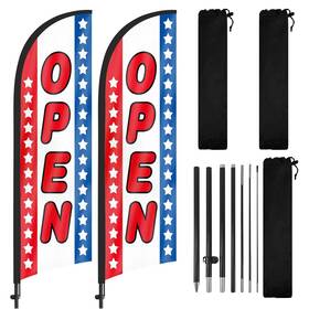 Fs-zht-opn2 Fsflag Open Feather Flag With Pole And Ground Stake 8ft Sign Swooper Adve