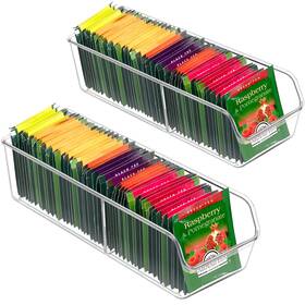 F031 Fucdtefc Tea Bag Organizer Holder Box Storage Bin Clear Packet Plastic Drawer Sugar