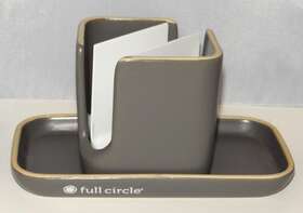 Full Circle 810119022950 Sink Caddy Gray And White Soap Holder Tray Ceramic Stoneware