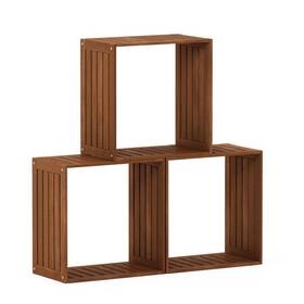 Fg181364 Furinno Tioman Natural Color Multipurpose Meranti Wood Stacking Shelf 19.4 Inch W X 19.5