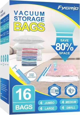 Vsb01 Fygrip 16 Pack Vacuum Storage Bags With Hand Pump 4 Jumbo Large Medium Vsb01 Fygrip 16 Pack Vacuum Storage Bags With Hand Pump 4 Jumbo Large Medium