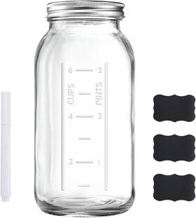 Fyndrax 751390826007 64 Oz Wide Mouth Mason Jar With Lid Clear Heavy Duty Glass Airtight 1 Pack