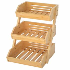St021-l G.a Homefavor Bamboo Fruit Basket Organizer For Kitchen Counter Veget