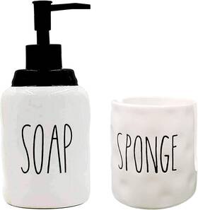 Sku28-soap-sponge Gails Willing Soap Dispenser And Dish Sponge Holder Caddy Set For Sink Modern Farmhouse St Sku28-soap-sponge Gails Willing Soap Dispenser And Dish Sponge Holder Caddy Set For Sink Modern Farmhouse St