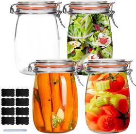 Kkjar-01 Galssmagic 32 Oz Wide Mouth Mason Jars 4 Pack Glass Pickling With Airtight 32oz