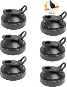Sj003-gze03 Gardace Mason Jar Pour Spout Lid For Regular Mouth 2.7in Black-6 Pcs