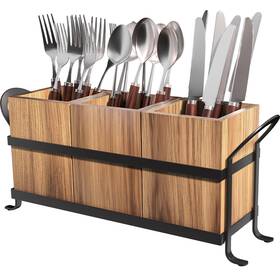 Snv-1 Garyvault Utensil Holder For Party - Silverware Caddy With Three Compartments Detachab