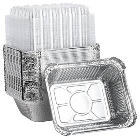 Lbp-5in-50 Gaspro 50-pack Small Aluminum Pans With Lids 1lb Capacity Disposable Foil Pa