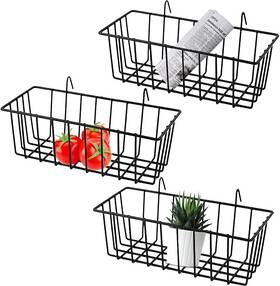 Gddochn 780280711482 3 Pack Wall Grid Panel Hanging Wire Basket Storage And Display Black