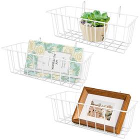 Klj4s5 Gddochn 3pcs Wire Baskets Metal Storage Basket Wall 9 X 3.9 3.1 Inches White