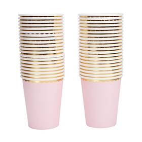 Geeklife 783057356343 Pink Gold Paper Cups With Metallic Border Disposable