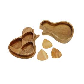 Zy09162221 Geesatis 1 Pcs Guitar Wooden Pick Box Case Storage Holder Organizer With 3 P