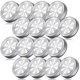 Geiserailie-pattern-ger6670 Geiserailie 16 Pcs Daisy Mason Can Jar Lids 2.75 Inch Diameter Regular Silver