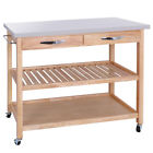 Gg-h01-1500 Unbranded Shelves Drawers Smooth Wood Kitchen Island Rolling 0757510706150