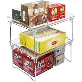 Ggi International 192405014369 2-tier Stackable Storage Shelf Stand- Foldable Organizer Clear