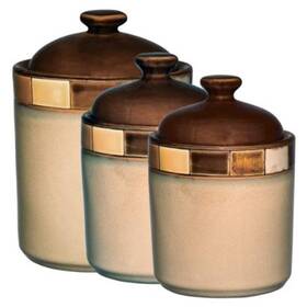 93583777m Gibson Casa Estebana 3 Piece Canister Set Beige/brown