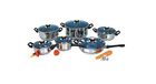 Glass Pots Steel 12-piece Kitchen Set Stainless Blue Cookware Lids Accessories