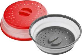 Glicpix 784112850301 Collapsible Microwave Cover For Food Splatter Fruit Grey Red