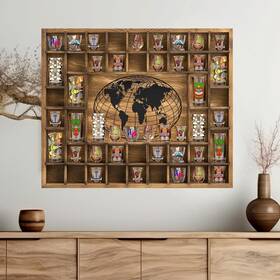 Mel-glikceil-26 Glikceil 44 Slots 28 X 23ftft Medium World Map Shot Glass 23&apos &apos Brown