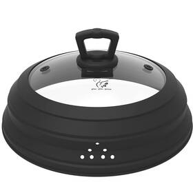 Glou-glou Goose Ggg 767089740974 Microwave Splatter Cover Vented Glass Guard Lid With Collapsible Silicone For