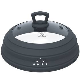 Ybs-27-grey Glou-glou Goose Ggg Microwave Splatter Cover Vented Glass Guard Lid With Collapsible Sil
