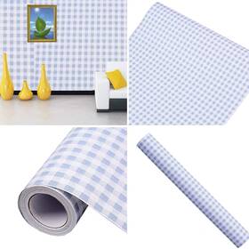 Glow4u 739770139169 Self Adhesive Vinyl Decorative Blue Gingham Contact Paper Shelf And Drawer Liner