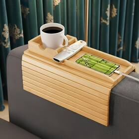 Glst001 Glowince Bamboo Couch Cup Holder Tray Sofa Arm With Detachable Design Anti-sli