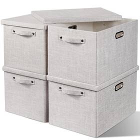 Usftsbwl17-4cdw Glratia 4x39l Large Storage Bins With Lids- 17 Inch Thick Decorative Boxes L