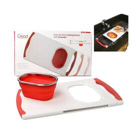 Gco-scb429 Good Cooking Over The Sink Extendable Cutting Board W Built-in Collapsible Silicone Coland