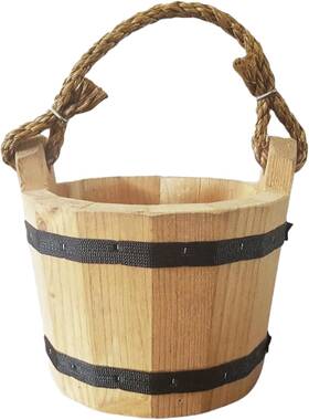 Good Wood 726084915169 Wooden Bucket 6 Inch X 8 Water Wishing Well Pail With Rope Twine Handle Solid Good Wood 726084915169 Wooden Bucket 6 Inch X 8 Water Wishing Well Pail With Rope Twine Handle Solid