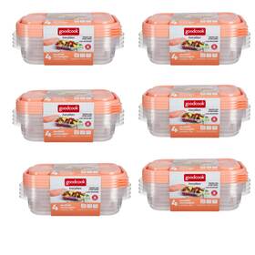Goodcook 076753960052 3 Pack 4-cup Medium Rectangle Food Storage Container Set Of 4 Orange