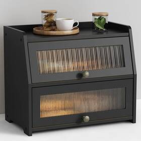 Gzbb23-201 Goozii Large Bread Box For Kitchen Countertop Black Storage Container Hom