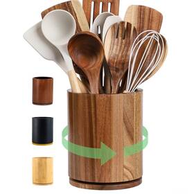 Woodenutensilholder-hf24003-1 Gorsent Wooden Utensil Holder 360 Rotating 7.3ftft Large For Kitchen
