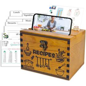 Govdy001 Goshambar Wooden Recipe Box With Cards And Dividers 4x6 Card Set Or Govdy001 Goshambar Wooden Recipe Box With Cards And Dividers 4x6 Card Set Or
