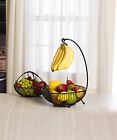 Gourmet 2 Tier Adjustable Fresh Fruit Basket Stand With Banana Hook 762223740667