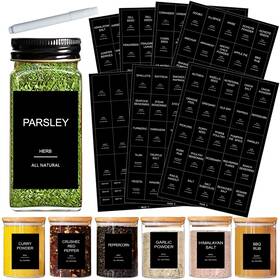 Gp03 Gpovvimx 191 Spice Jar Labels Preprinted Minimalist Stickers - Matte Black Waterproof