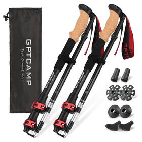 Gp-trz04-red Gptcamp Walking Sticks Trekking Poles Collapsible Hiking Lightweight Fo