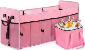 Gpja005-torganizer-1pink-3c Gpusfak Car Trunk Organizer With Individual Cooler Bag - 3 Compartments Organiz