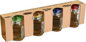 52172 Grant Howard Round Mini Jars With Color Airtight Hinged Lid 4 Sets 3 Clear