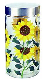 39517 Grant Howard Sunflower Hand Painted Glass Storage Jar 75 Oz Multicolor