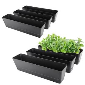 Grfba361063 Greaner 6x Rectangle Window Boxes 6pcs 16x3.8 Inch Black Herb Planters With Rem Grfba361063 Greaner 6x Rectangle Window Boxes 6pcs 16x3.8 Inch Black Herb Planters With Rem