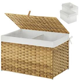 Hq-chwl001-10 Greenstell Storage Basket With Lid 17.2 Gallon 65l Small Wicker Blanket Sto