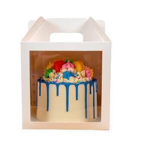 Gr-008-wh Gretel Baking 10-pack 8x8x8 Inch Cake Box For Tall Cakes With Window And Handle Di